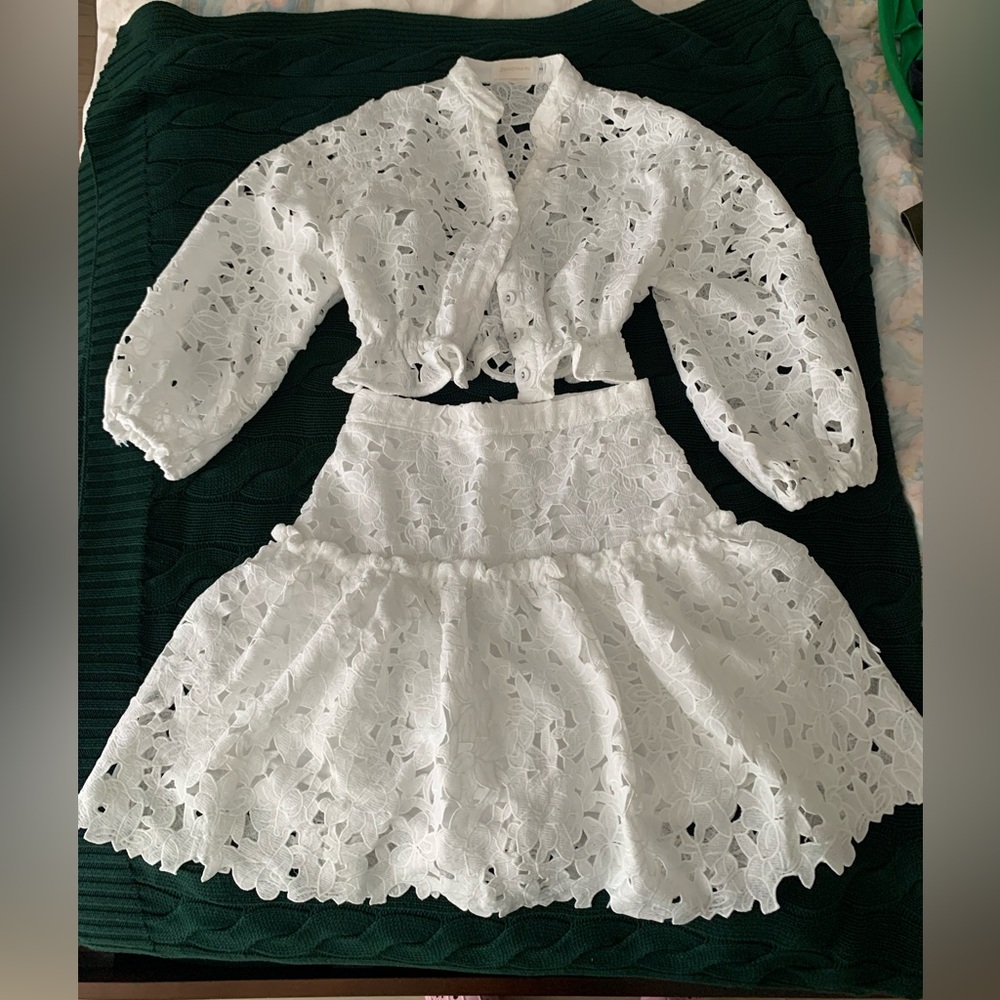 White Lace Summer Set top and skirt zimmerman inspired size 2